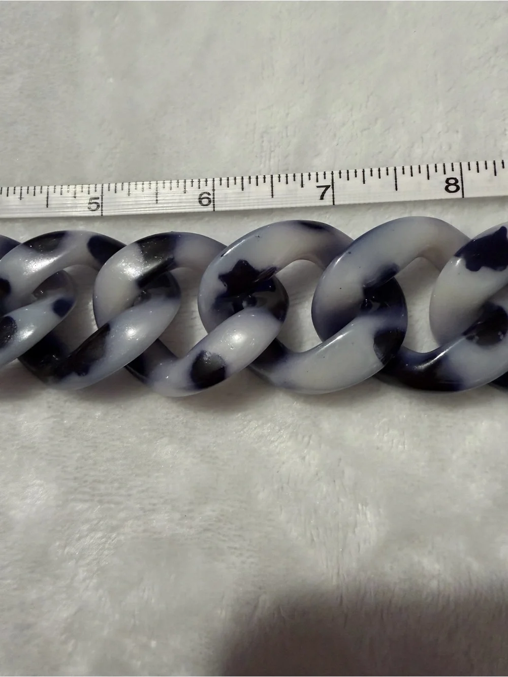Marble Blue & Off White Chunky Resin Chain in Marble Purse Charm